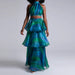 Fall Halter Tie Dye Puffy Tiered Ruffle Maxi Dress-Fancey Boutique