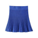 Spring Street V Neck Sweater Pleated Knitted Dress Suit-Blue Short Skirt-Fancey Boutique