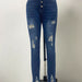 High Waist Tight Jeans Women Spring Slim Blue Breasted Tappered Pants Pencil Pants-Fancey Boutique