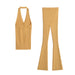 Summer Women Clothing Halter Vest Bell Bottom Pants Set-Fancey Boutique