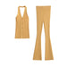 Summer Women Clothing Halter Vest Bell Bottom Pants Set-Yellow-Fancey Boutique