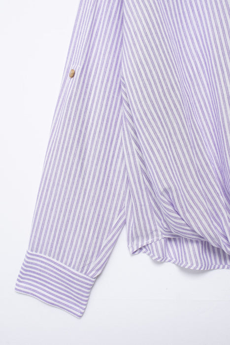 Spring Street Casual Loose Linen Blended Short Striped Shirt-Fancey Boutique