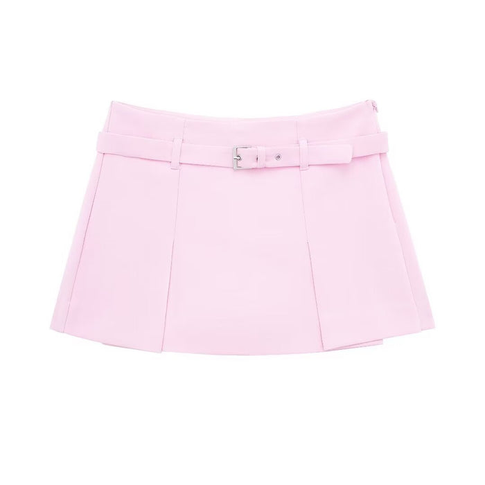 Women Clothing Summer Short Blazer With Belt Culottes Suit-Pink Culottes-Fancey Boutique