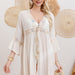 Cotton Long Sleeved Sunscreen Beach Cover Up Sexy Women Beach Dress-Fancey Boutique