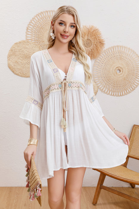 Cotton Long Sleeved Sunscreen Beach Cover Up Sexy Women Beach Dress-Fancey Boutique