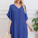 Sun Protection Clothing Beach Cover Up Quick Drying Women Solid Color V neck Beach-Blue-Fancey Boutique