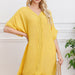 Sun Protection Clothing Beach Cover Up Quick Drying Women Solid Color V neck Beach-Yellow-Fancey Boutique