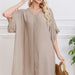 Sun Protection Clothing Beach Cover Up Quick Drying Women Solid Color V neck Beach-Khaki-Fancey Boutique