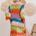 Pure Artificial Hand Crocheting Wool Yarn Sexy Colorful Beach Seaside Beach Cover Up Cardigan-Multi-Fancey Boutique