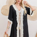 Cotton Long Sleeved Sunscreen Beach Cover Up Sexy Lady Beach Cardigan Dress-Black-Fancey Boutique