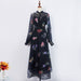 Women Spring Floral Elegant Button Long Skirt Three Piece Set-Black-Fancey Boutique