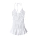Women Clothing Summer Sexy Deep V Plunge Neck Backless Hanging Collar Dress-White-Fancey Boutique