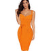Color-Orange-Sling Waist-Tight Sexy Hip Bag Bandage One-Piece Dress-Fancey Boutique