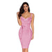 Color-Pink-Sling Waist-Tight Sexy Hip Bag Bandage One-Piece Dress-Fancey Boutique