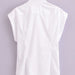 Women Solid Color Pleated Poplin Sleeveless Shirt-Fancey Boutique