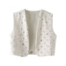 Summer Beads Decoration Cardigan Vest Women Vest Beads Decoration Culottes Suit-Fancey Boutique