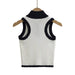 Summer Women Clothing Sexy Slim Fit Contrast Colors Half Zipper Decorations Short Knitted Vest-Fancey Boutique