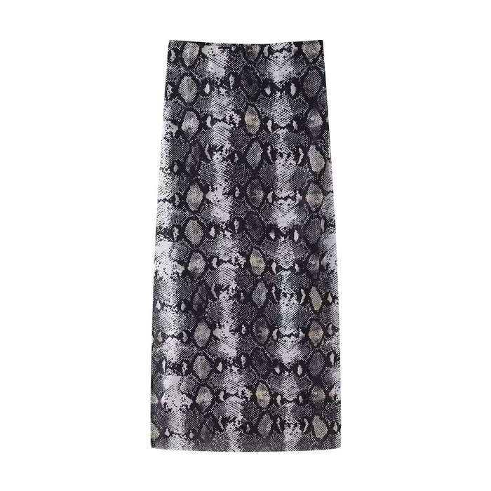 Women Clothing Printed Silk Net Tube Top Skirt-Serpentine Skirt-Fancey Boutique