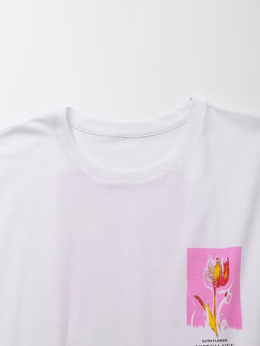 Summer Women Clothing Stylish Simple round Neck Sleeveless Printed T shirt-Fancey Boutique