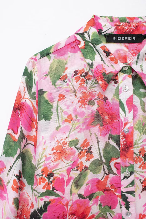 Spring Printed Silk Satin Texture Drape Shirt Women-Fancey Boutique