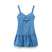 Summer Women Clothes Open Design Hollow Out Cutout Embroidery Puff Short Sling Dress-Bright Blue-Fancey Boutique