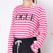 Spring Summer Printed Striped Cotton Long Sleeved T Shirt Women Soft Loose Top Vogue-Fancey Boutique