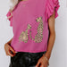 Leopard Pattern Woolen Vest Women Summer Women Clothing Simple Ruffle Sleeve Knitted Top-Fancey Boutique
