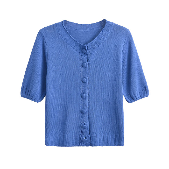 Summer Casual Sweet Knitted Short Sleeved Shirt Short Skirt Sets-Fancey Boutique