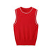 Summer Casual Contrast Color Trim Plain Stitch Top Vest Women-Red-Fancey Boutique