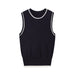 Summer Casual Contrast Color Trim Plain Stitch Top Vest Women-Black-Fancey Boutique