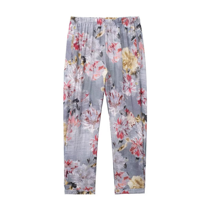 Women Clothing Summer Casual Comfortable Printed Linen Shirt Printed Linen Trousers-Fancey Boutique