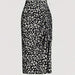 Summer High Waist Small Chrysanthemum Printed Drawstring Slit Sheath Skirt Women-Black Background-Fancey Boutique