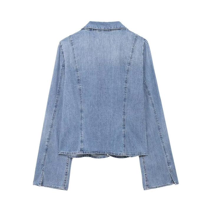 Summer Bowknot Decoration Pullover Denim Blouse Women-Fancey Boutique