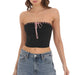 Women Clothing Tube Top Sexy Bow Lace up Cropped Short T shirt Small Shirt-Fancey Boutique