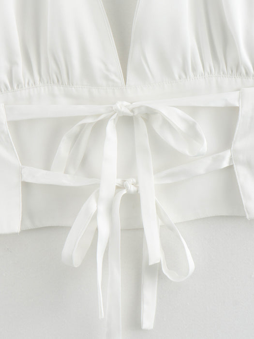 Women Clothing Summer Silk Satin Texture Strap Halter Camisole-Fancey Boutique