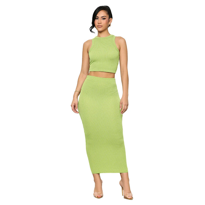 Tight Two Piece Sleeveless round Neck Sheath Dress Elegant Slim Fit Set-Fancey Boutique