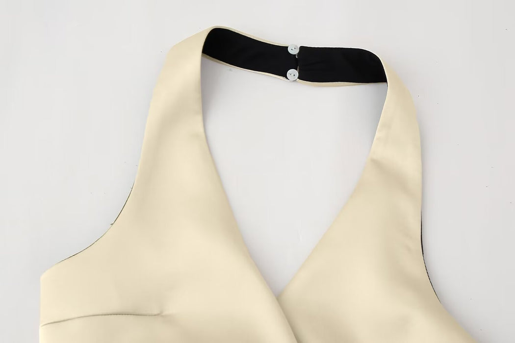 Summer Sexy Halter Bow Decoration Satin Texture Vest Top for Women-Fancey Boutique