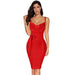 Color-Red-Sling Waist-Tight Sexy Hip Bag Bandage One-Piece Dress-Fancey Boutique