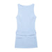 Spring Women Clothing Slim Fit With Belt Short Sleeveless Dress-Light Blue-Fancey Boutique