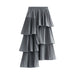 Color-Gray-Autumn Winter Korean Asymmetric Pleated Tiered Skirt Women AllMatch Mid Length Ruffled Irregular Asymmetric Skirt-Fancey Boutique