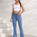 Fashionable Modern Pocket Women Slightly Flared Denim Trousers Summer Retro Casual Slimming-Light Blue-Fancey Boutique