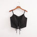 Summer Women Clothing Casual Simple Knitted Drawstring Vest Top-Black-Fancey Boutique