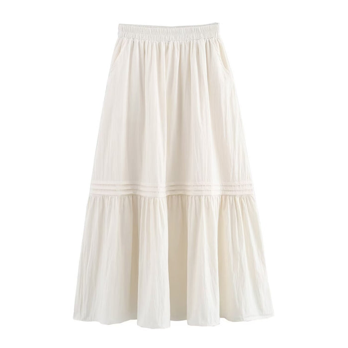 Summer Women Clothing French Gentle Summer Loose Strip Skirt-Apricot-Fancey Boutique