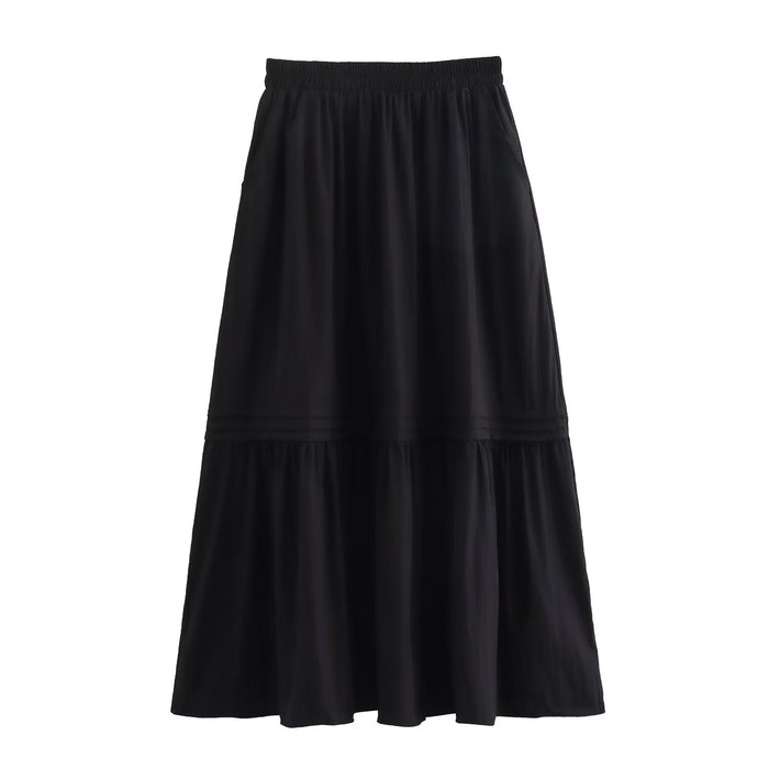 Summer Women Clothing French Gentle Summer Loose Strip Skirt-Black-Fancey Boutique