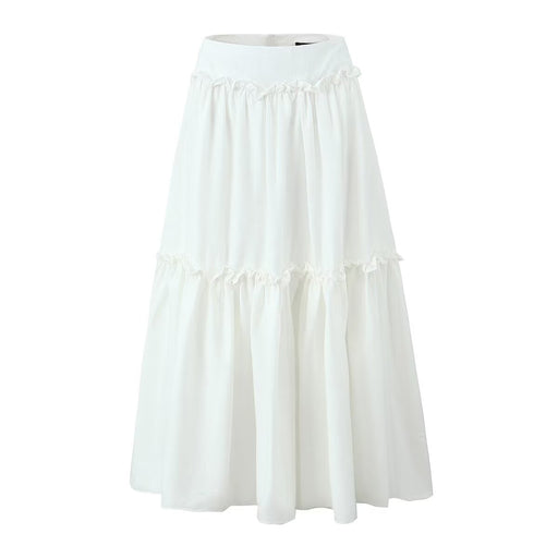 Summer Fungus Edge Blogger Seaside Vacation A line Skirt-White-Fancey Boutique