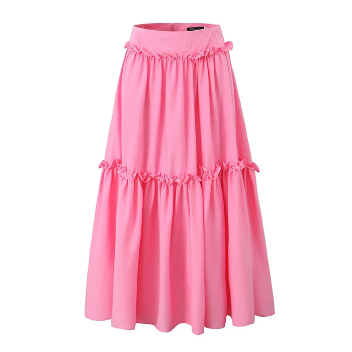 Summer Fungus Edge Blogger Seaside Vacation A line Skirt-Pink-Fancey Boutique