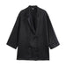 Women Clothing Wrinkle Effect Double Breasted Blazer High Waist Trousers Set-Black Coat-Fancey Boutique