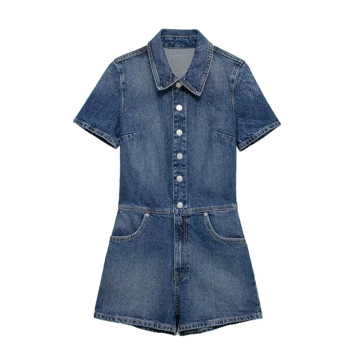 Women Denim Shorts Jumpsuit-Fancey Boutique