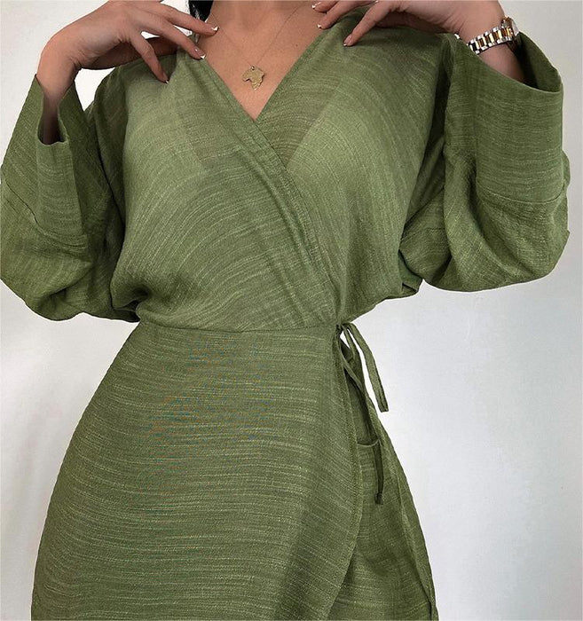 Beach Cover Up Thin Outer Match V Neck Beach Cover Up Beach Vacation Sun Protection Blouse-Green-Fancey Boutique