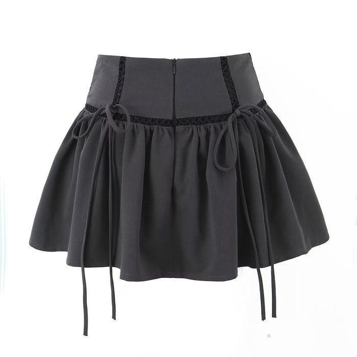 Summer Design Pleated Skirt Women Sexy Bow Tied High Waist Slimming A line Skirt-Fancey Boutique